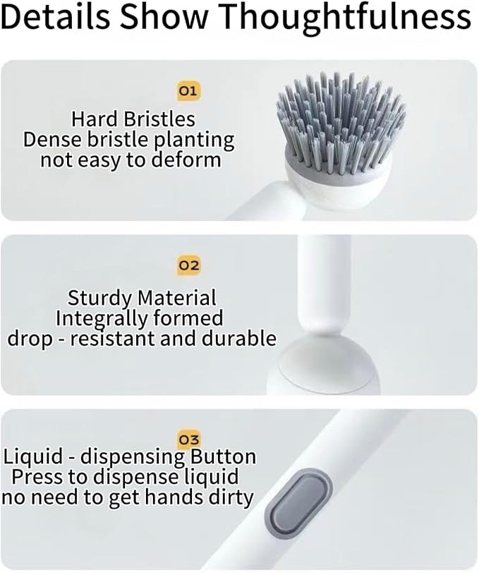 Dish Brush -6-in-1 Dish Brush with Detergent Dispenser - Adjustable Angle & Rotating Scrub Brush for Pots, Pans, Dishes & Utensils | Kitchen Cleaning Brush with Wall Mount for Sink, Stove & Cookware