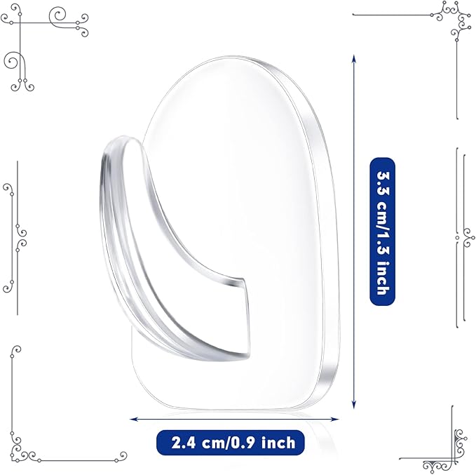 Queekay 30 Pieces Clear Adhesive Wall Hooks for Hanging, Transparent Reusable Seamless Hooks Small Acrylic Sticky Hangers with Non Marking Sticker for Kitchen Bathroom Bedroom Office