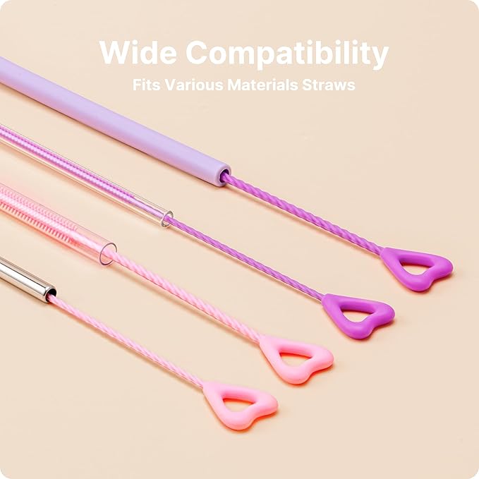 Silicone Straw Cleaner Brush, 2Pcs Reusable Straw Cleaning Brush for Cleaning Stanley and Yeti Metal Glass Tritan Straws