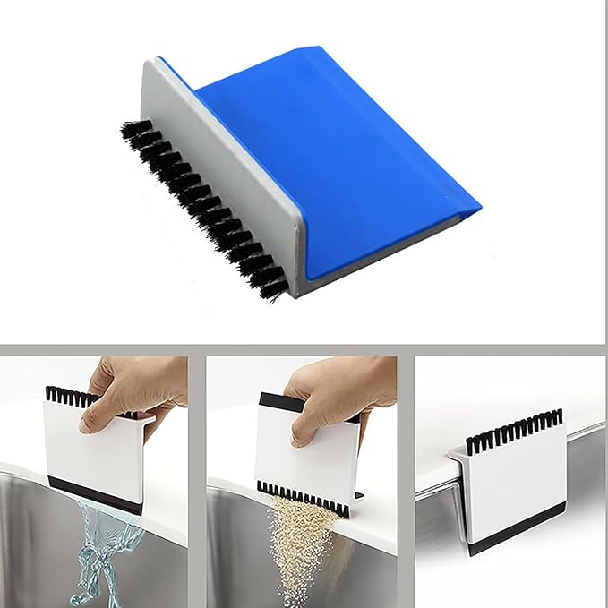 Blue Kitchen Sink Scraper Multi Purpose Kitchen Countertop Brush Cleaning Scrubber Vegetable Cleaner Mini Scraper Window Tile Debris Cleaning Tool