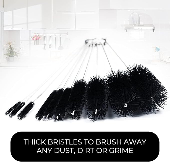 10" Tube Cleaning Brush Set, 5 Pack Small, Extra Long Nylon Straw Brushes with Flexible Handles for Bottles, Cleaning Straws, Pipe Cleaners, Keyboard, Glass, Guns, Detailing and Deep Cleaning, Purple
