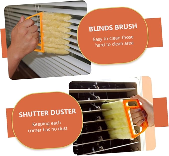 CLISPEED 2pcs Handheld Blinds Cleaning Brush Window Shutter Cleaner Brush for Air Conditioner Vents with 3-Tooth and 7-Tooth Design for Home Window Cleaning