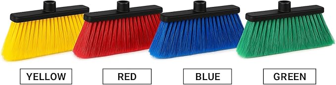 LUZIA Green 14" Premium Broom Head – Long Flagged Bristles – Gentle Deep Sweep – Universal 7/8" Thread – Recycled PP – Handle Not Included (Green, LUZIA)
