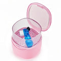 Partial Denture Case Leak Proof with Strainer Basket and Brush, Waterproof Denture Cup Retainer Cleaning Bath Case Travel for Dentures, Braces, Night Guard - Pink