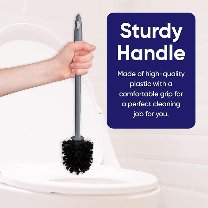 Modern Toilet Brush and Holder, Grey Toilet Bowl Scrub Brush with Storage Caddy, Bathroom Cleaner. by Superio