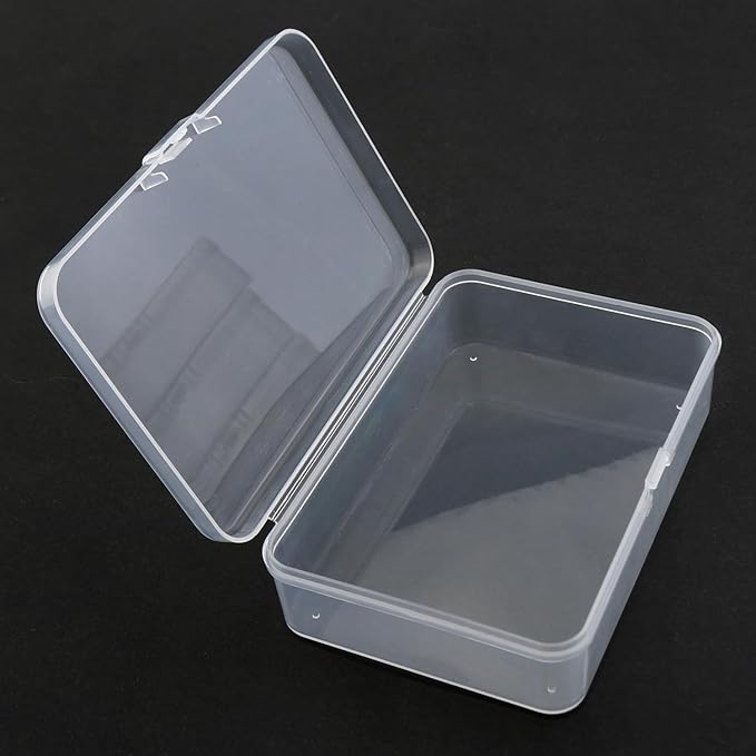 4 Pack Clear Rectangular Mini Storage Boxes for Business Cards, Accessories, Crafts, Screws, Bits, Batteries (3.7 * 2.6 * 1 inch)