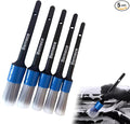 5pcs Different Size Car Detailing Brushes, Soft Non-Scratch Car Interior Cleaning Brushes for Cleaning Wheels, Interior, Exterior, Skylight, Leather, Air Vents, Emblems(Black+Blue)