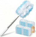 61 Pack Heavy Duty Duster Refills with Extendable Handle, Disposable Duster Refills for Corner, Blinds & Ceiling Fans, Compatible with Most Handles