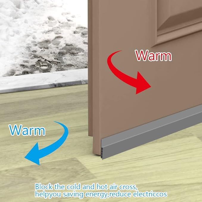 Ainiv Door Draft Stopper Under Door Seal, 2" W x 39" Cutable Soundproof Door Seal, Adhesive Under Door Sweep Weather Stripping Soundproof Kit, Under Door Draft Stopper Seals Anti-Collision-Grey