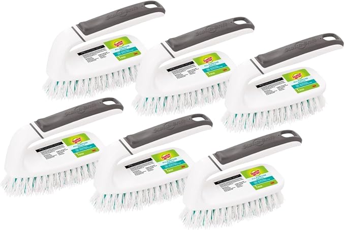 Scotch-Brite All Purpose Brush, For Tile Floors and Walls, Shower Doors, Tubs, Bathroom Fixtures, and More, 6 Count