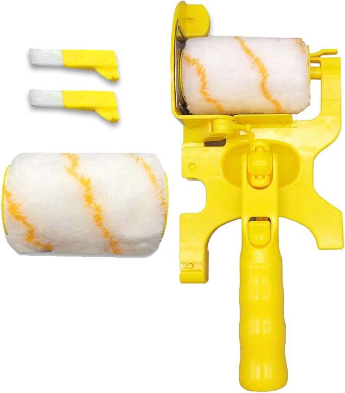 Paint Roller Brush, Multifunctional Hand-held Clean-Cut Paint Edger Roller Brush, Removable Cleaning Brush Safe Portable Tool for Home Office Room Wall Ceilings 1 Set Long Handle