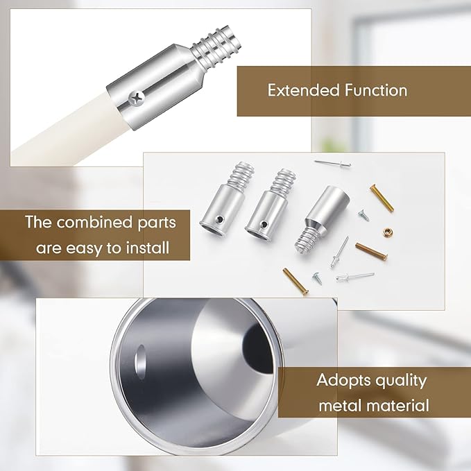 Zhengmy 6 Pcs Threaded Tip Replacement, Broom Handle Threaded End, Pole Handle Replacement, Extension Pole Adapter Tips for Metal Broom(0.8 Inch, 0.87 Inch, 1 Inch)