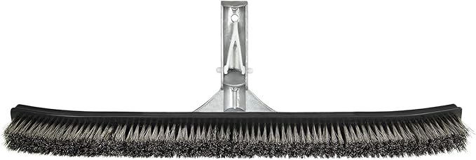 Poolmaster 20183, 18 Inch, 18-Inch Aluminum-Back Swimming Pool Algae Brush with Stainless Steel Bristles, Premier Collection, Black