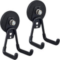 ULIBERMAGNET Large Magnetic Hooks,Strong Heavy Duty Magnet Hooks for Power Drill,Broom,Garden Tools,Pegboard,Garage,Workshop,Hardware, 2 Pack Magnet Storage Holder for Indoor Outdoor Hanging(Black)