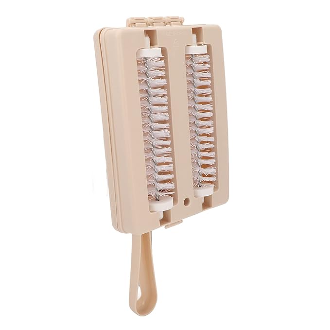 Carpet Dusting Brush, Sturdy Double Roller Sweeper Brush, Manual Sweeper for Carpet and Floors, Handheld Carpet Cleaner for Pet Portable Sweeper for Bed Clothes