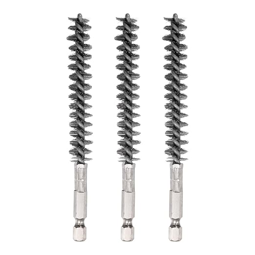 HARFINGTON 3pcs Stainless Steel Bore Brush 12mm Dia Cleaning Wire Brush with Handle 1/4 Inch Hex Shank for Tubes, Ports, Bearings