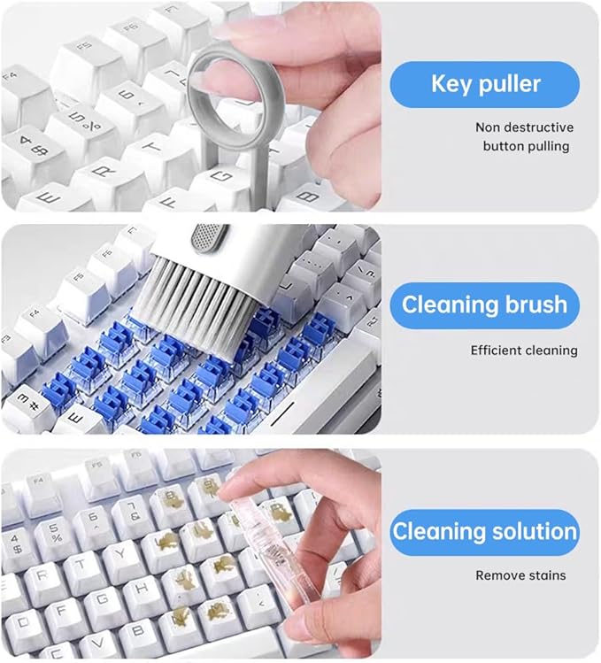 7 in 1 Electronic Cleaner Kit,Keyboard Cleaner Laptop Monitor Computer Keyboard Brush for Earphones Mobile Phones Tablets Laptop and Camera(Color:Grey)