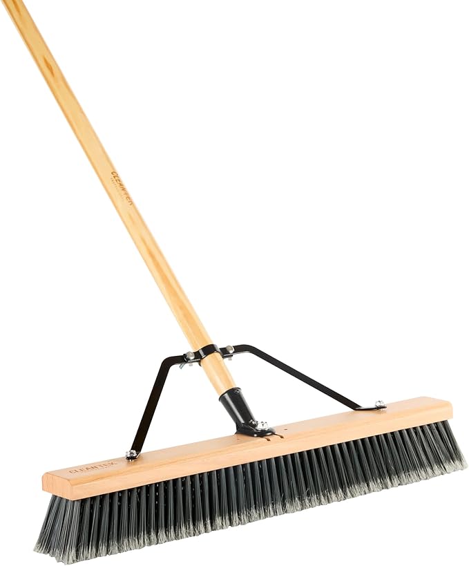 Restaurantware-BROOM HEAD ONLY: Clean Tek Professional 24-Inch Broom Head, 1 Heavy-Duty Push Cleaning Tool - Handle And Brace Sold Separately, Medium Plastic Bristles, Wooden, Commercial Use