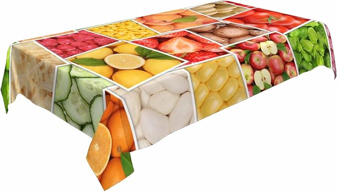 Fruits Vegetables Party Table Cloth Rectangle Table Apples Oranges Lemons Tomatoes Fruit 52x70 Tablecloths Decorative for Dining Kitchen Banquet Picnic Party