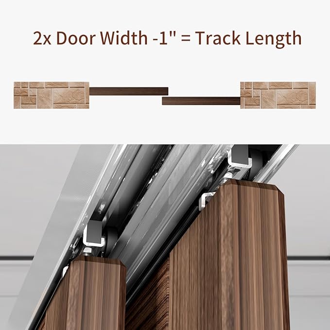 Heavy Duty Bypass Sliding Closet Door Track Hardware 48",4FT Aluminium Pocket Door Track Rail Set, Smoothly and Quietly, for 2 Door System