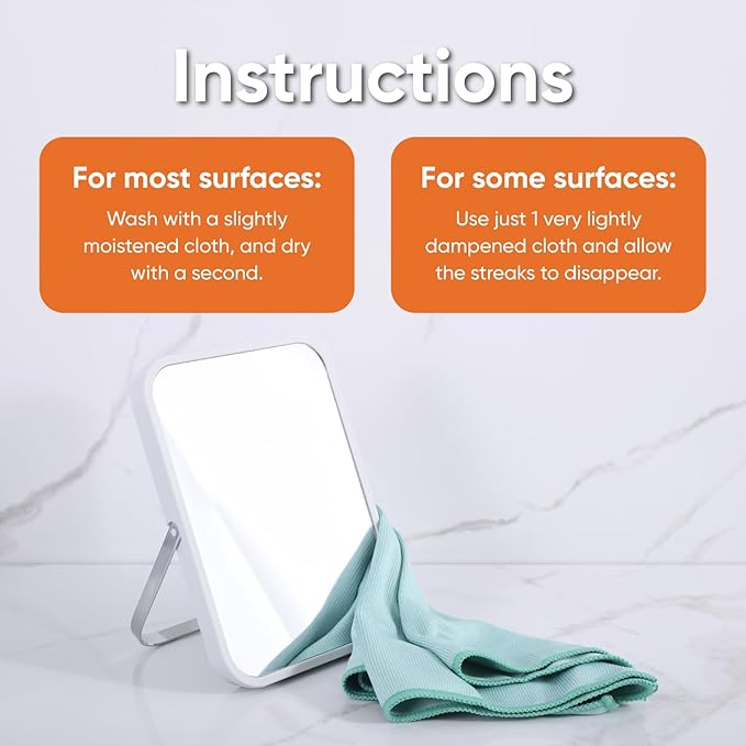 Superio Microfiber Glass Cleaning Cloth, Mirror & Window Miracle Cloth Lint & Streak Free, Washable, Large Eco-Friendly for Electronics, Cars, Tv Screens, Glasses...