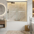 Bathtub Shower Door, 60" W x 59" H Sliding Tub Door with Dual Panels, 6mm (1/4") SGCC Tempered Glass with Explosion-Proof Film & Protective Coating, Brushed Nickel Aluminum Alloy Frame