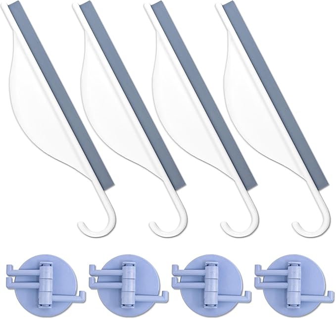 4 Pcs Mini Squeegee with Hanging Hook Shower Mirror Squeegee for Bathroom, Small Squeegee Water Scraper for Cleaning Sink, Counter, Tiles (White)