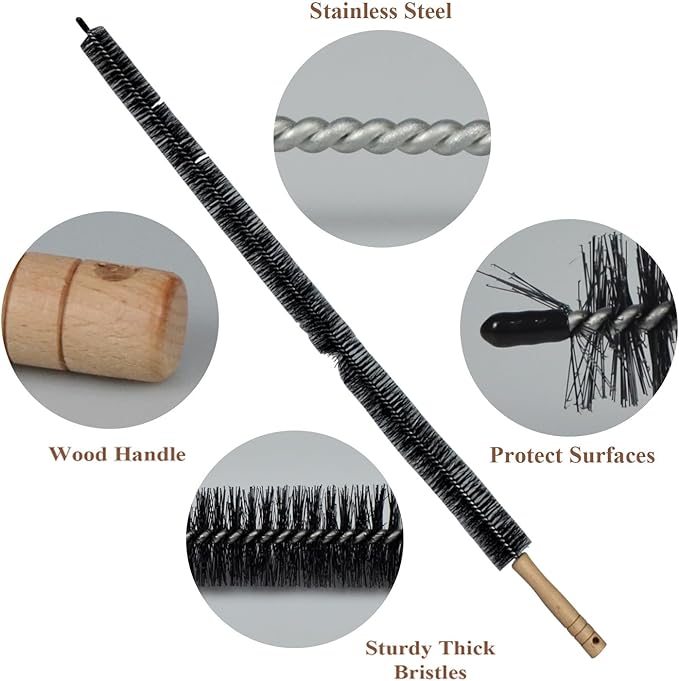 2 Pack Dryer Vent Cleaner Kit - Long Flexible Lint Brush for Dryer Vents, Refrigerator Coils, and Radiators - Household Cleaning Supplies (2, 1 Short+1 Long)
