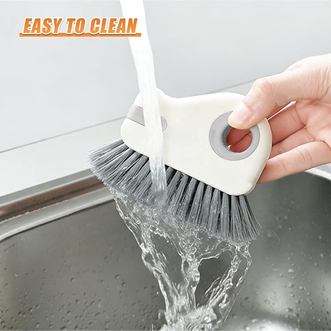 YoRise 2 in 1 Car Groove Cleaning Brush, Multifunctional Hard Bristle Car Window Track Cleaner Tool with Hidden Scraper, Universal Auto Door Crevice Cleaning Accessories for Window Sill(Gray-1PCS)