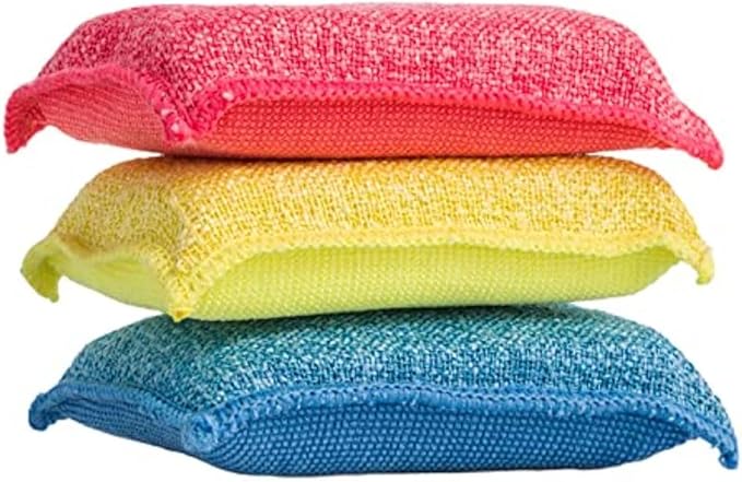 Miracle Microfiber scrubbing Sponges Non-Scratch Sponge Scrubber Heavy Duty Multi-Purpose Cleaning of Dishes, Kitchen, Baths, and Countertops, Machine Washable, 3 Pack, by Superio