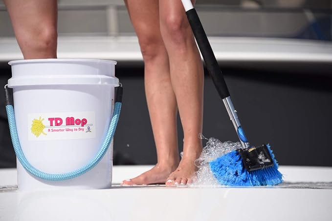 Big Bird Brush (Medium) Blue Boat Deck Scrub Brush for Cleaning and Washing - Boat Cleaner & Car Cleaner - Snap-On Attachment Only