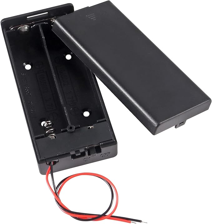 2pcs 18650 Battery Storage Case 2 Slots x 3.7V for 2x18650 Batteries Holder Box Container with ON/Off Switch (2 Slots with Switch Cover)