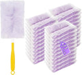 Duster Refills Compatible with Swiffer Duster, Heavy Duty Multi Surface Duster Replacement with 1 Extra Handle for Cleaning Furniture, Blinds, Ceiling Fans and Car (Purple- 35 Pack)