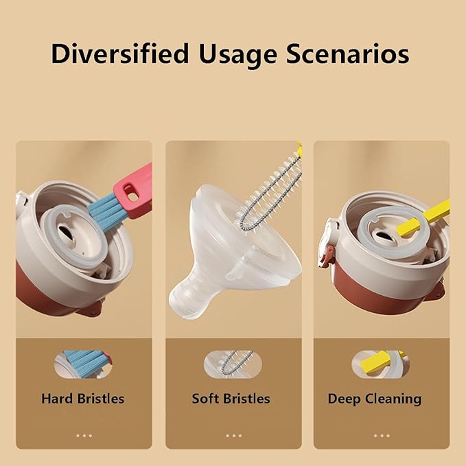 3 in 1 Cup Lid Cleaning Brush - Multifunctional Cup Cleaning Brush Portable Crevice Cleaning Brush, Crevice Cleaning Brush for Bottle Gap Tight Spaces Cup (Green, 1 Pack)