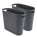 2 Pack 3.2 Gallon Plastic Trash Cans for Bathroom, Small Waste Bins with Handles, Compact Garbage Containers for Narrow Spaces, Recycle Wastebaskets for Office, Kitchen, Bedroom, Living Room (Gray)