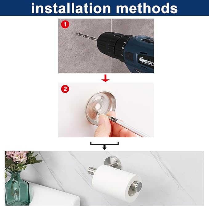 NearMoon Bathroom Toilet Paper Holder, Premium SUS304 Stainless Steel Rustproof Wall Mounted Toilet Roll Holder for Bathroom, Kitchen (4 Pack, Brushed Nickel)