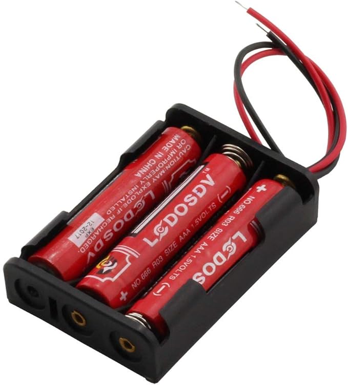 6 Pieces 3 Slots x 1.5V AAA Battery Case Holder Battery Spring Clip Storage Box with 6 inches Wire Leads