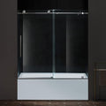 Woodbridge Frameless Single Sliding Shower Doors in Brushed Nickel Finish, 57.5-60" Width x 62" Height with 3/8"(10mm) Clear Tempered Glass, Soft Close System and Explosion-Proof Film, BSDC6062-B