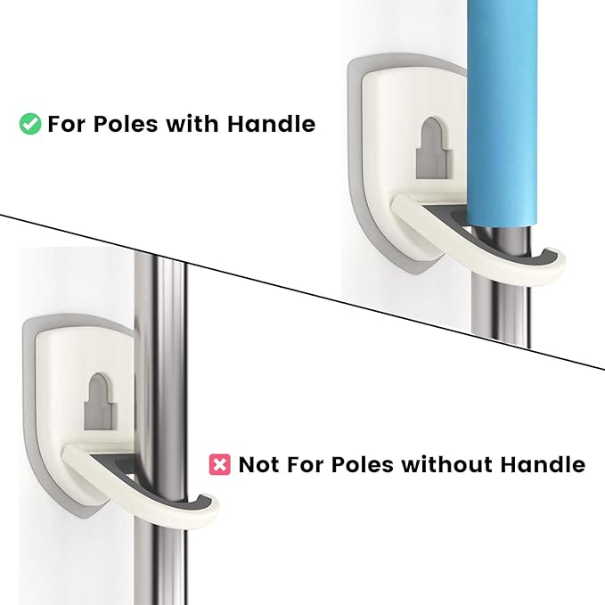 Broom Holder Wall Mount Self Adhesive, Broom and Mop Organizer Wall Hanging, No Drilling Anti-Slip Broom Hook Over Door for Home, Kitchen, Garden, Garage Storage (4-Pack, Coral Pink)