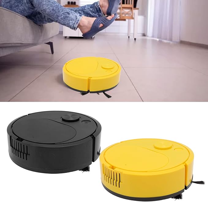 Alvinlite Robot Vacuum Cleaner, Multifunctional USB Charging Mini Smart Sweeping Robot for Wooden Flooring Tile Carpet(yellow)
