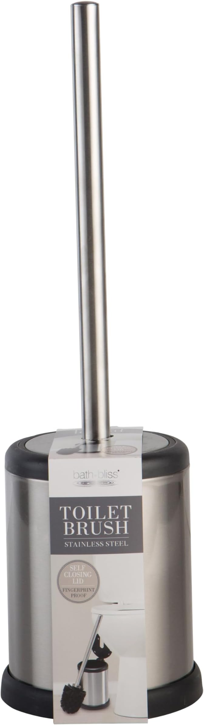 Bath Bliss Toilet Brush and Holder | Self Closing Lid | 360 Degree Brush Head-| Bathroom Cleaning-| Compact Size-| Storage and Organization-| Stainless Steel,(Pack of 12)