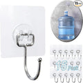15 pack Large Adhesive Wall Hooks, Damage-Free Waterproof Rustproof 33Ib Max Heavy Duty Hanging Clear Seamless Sticky Utility Hooks, Towel Coat Hangers for Home, Kitchen, Bathroom (Round Head)