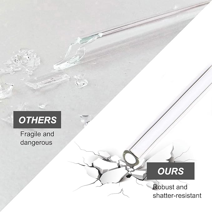 6 PCS Clear Glass Reusable Straws for Stanley 40 oz 30 oz Cup Tumbler, Shatter Proof, 6 Pack with Cleaning Brush