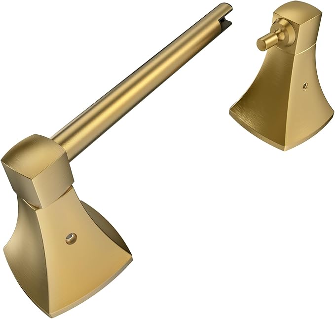 Toilet Paper Holder Wall Mount Brushed Gold Double Post Pivoting Tissue Roll Holder Stainless Steel and Zinc Alloy for Bathroom RV Commercial