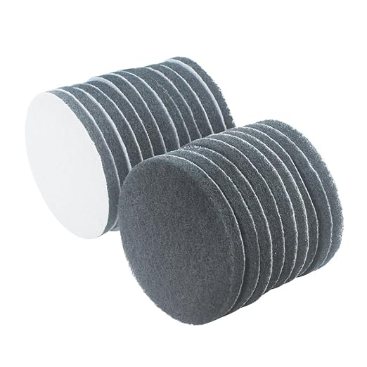 5 Inch 800 Grit Drill Brush Scrubber Scouring Pads, 20 Pcs Hook & Loop Power Scrubber Scouring Pad for Rotary Tools, Random Orbital Sander (Grey)
