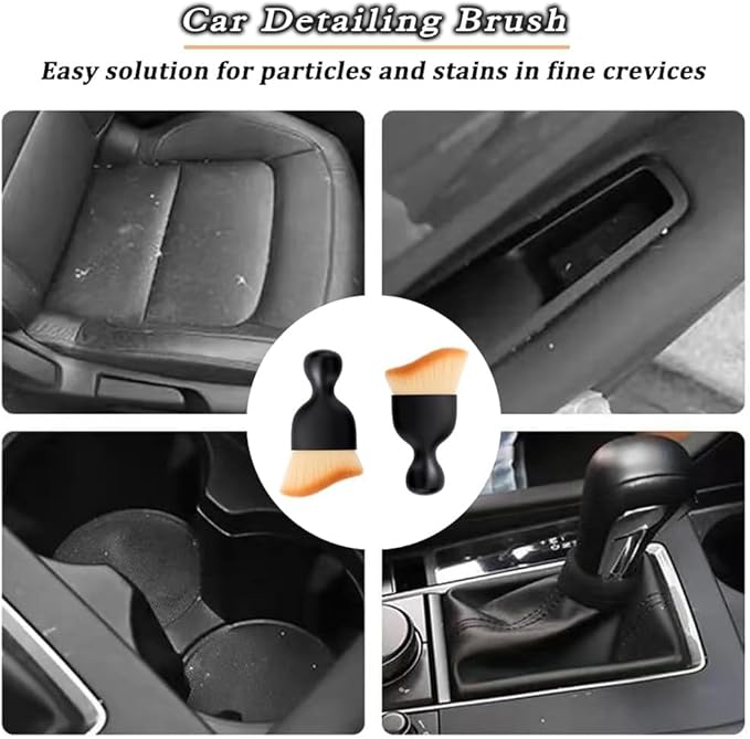 4 Pcs Car Interior Cleaning Tool,Car Interior Detailing Brush,Car Cleaning Brush Dust Collectors, Car Interior Cleaning Soft Brushes,Curved Design Dirt Dust Clean Brushes
