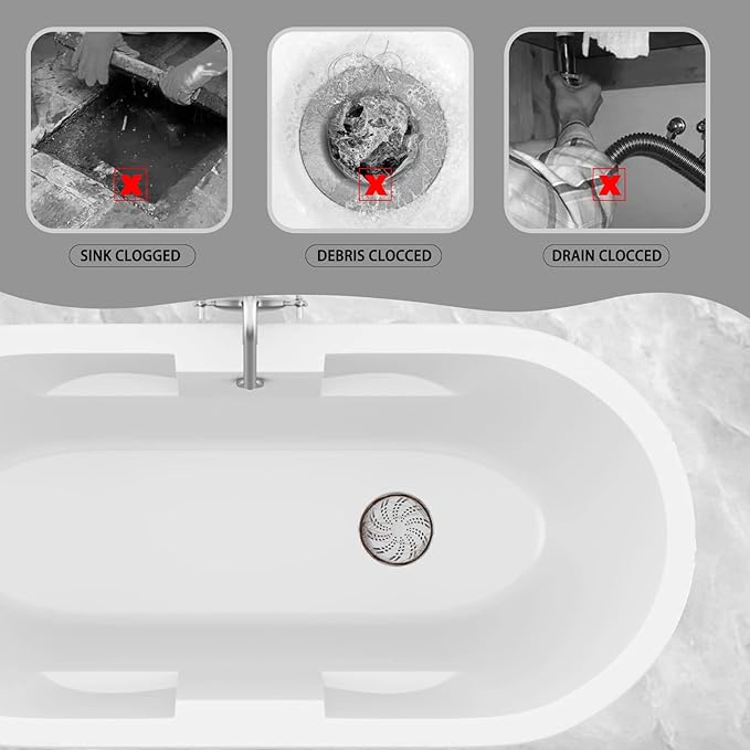 Silicone Drain Hair Catcher Bathroom Sink Bathtub Drain strainers for pop up and Regular drains (Gray)