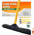 Push Broom,Pet Hair Removal Broom with Squeegee,Soft Silicone Bristle Broom with Long Handle,Non Scratch Carpet Sweeper Brush for Cat Dog Hair Hardwood(Orange) Extra Long for Tall People