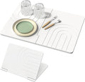 Luxspire Large Stone Drying Mat for Kitchen Counter 24"x16"- Fast-Absorbing Dish Drying Mat Non-Slip Stone Dish Drying Mat for Dishes, Cups Waterproof Counter Protector for Kitchen Bathroom, White