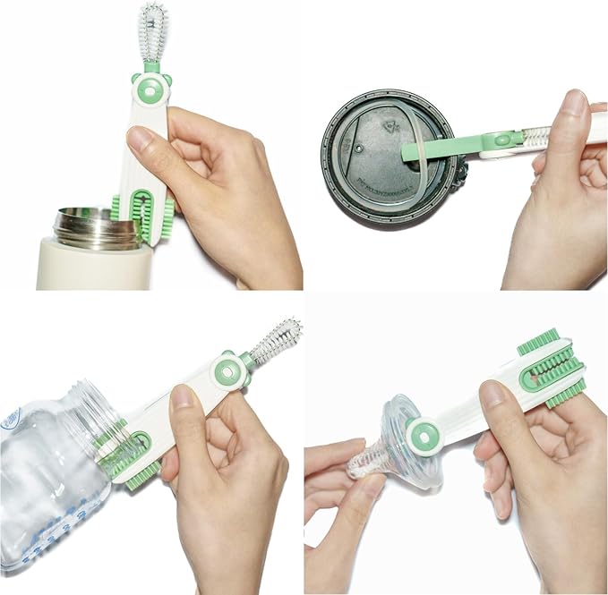 3 in 1 Cup Lid Gap Cleaning Brush Set with 1 Straw Cleaner Brush, Multifunctional Cup Cover Cleaning Brush, Small Cleaning Brushes for Nipple, Water Bottle Lid, Home Kitchen Cleaning Tools - Grey